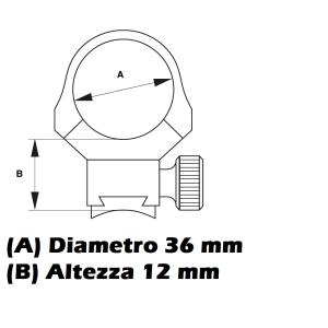 Anelli da 36 mm professionali - Picatinny Recknagel H 12 mm