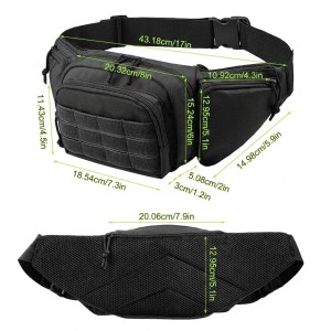 Marsupio nero in cordura con fondina Interna per Beretta 92 / 98 / APX / PX4 Glock 19 / 17 / 43 / 45
