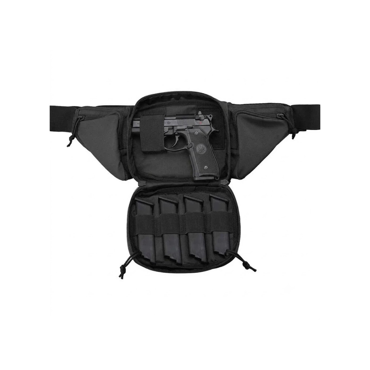 Marsupio nero in cordura con fondina Interna per Beretta 92 / 98 / APX / PX4 Glock 19 / 17 / 43 / 45
