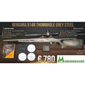 Bergara B14R Thumbhole Grey Steel calibro 22LR - calciatura da mancino