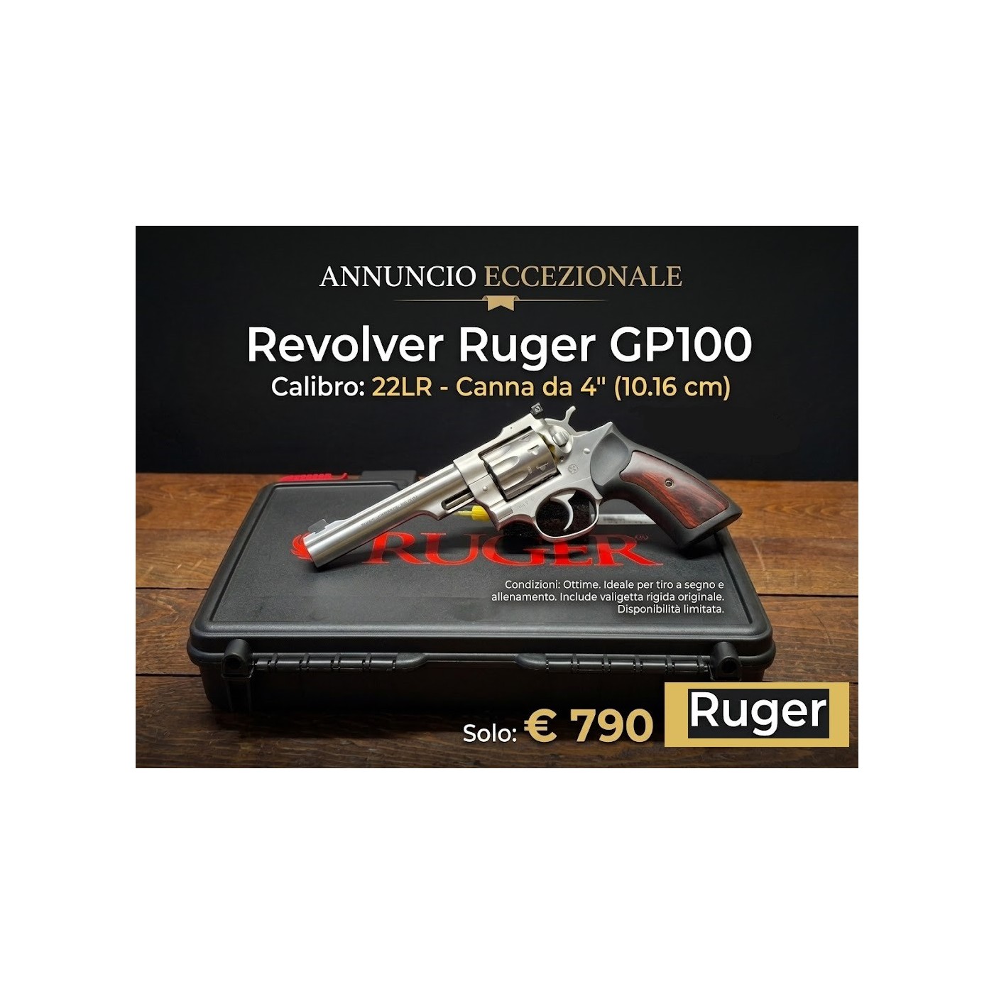 Ruger GP 100 canna da 4" in 22LR