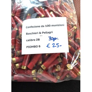 100 munzioni Baschieri & Pellagri Calibro 28 Piombo 6 da 30 gr