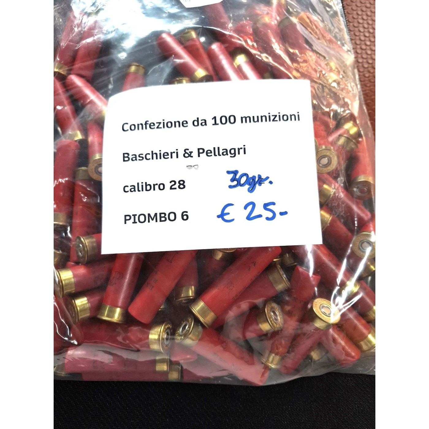 100 munzioni Baschieri & Pellagri Calibro 28 Piombo 6 da 30 gr