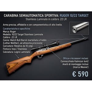 Ruger modello 10/22 Target Stainless  Laminate 22 LR.