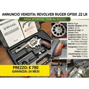 Ruger GP 100 canna da 4" in 22LR