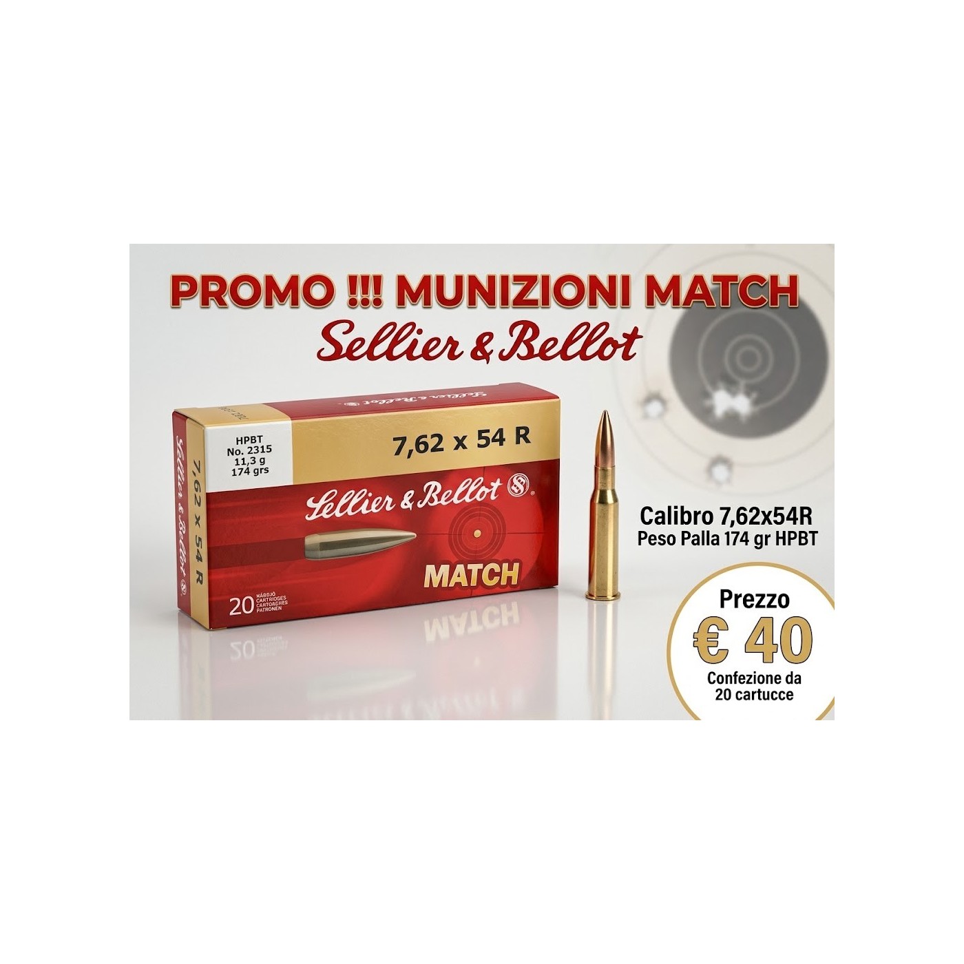 SELLIER & BELLOT 7,62x54R da 174 gr HPBT MATCH