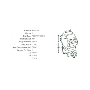 UTG ANELLI ACCUSHOT 30mm ALTI ATTACCO WEAVER RGWM-30H4