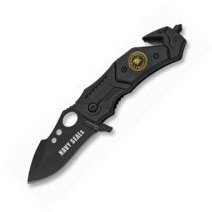 Coltello NAVY SEALS  apertura assistita, taglia cintura di sicurezza e rompi in vetro Cm 6 cm